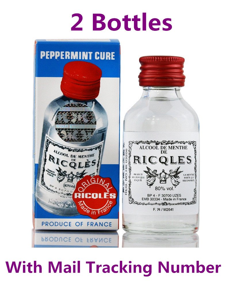 Ricqles Peppermint Cure Medicated Oil Digestion Stomach pains care x 2 Bottle
