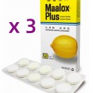 Maalox Plus Antacid 20 Tablets Lemon Swiss Creme Flavour x 3 Boxes