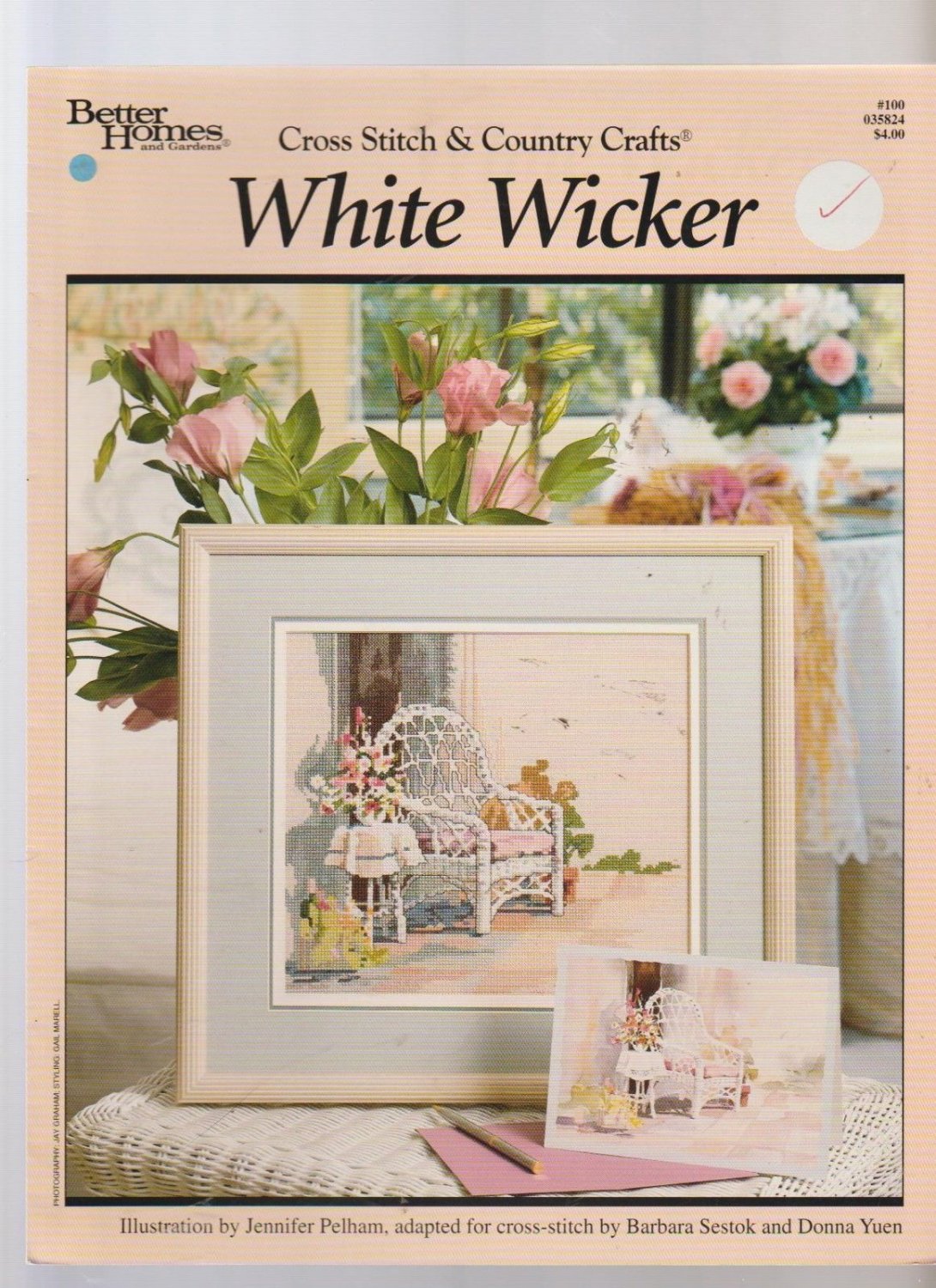 white wicker ** cross stitch booklet