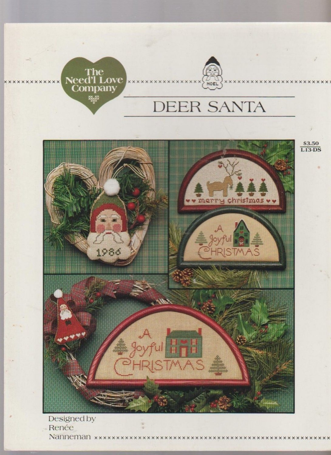 DEER SANTA ** cross stitch
