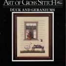 DUCK & GERANIUMS  IN CROSS STITCH (LINDA MYERS)