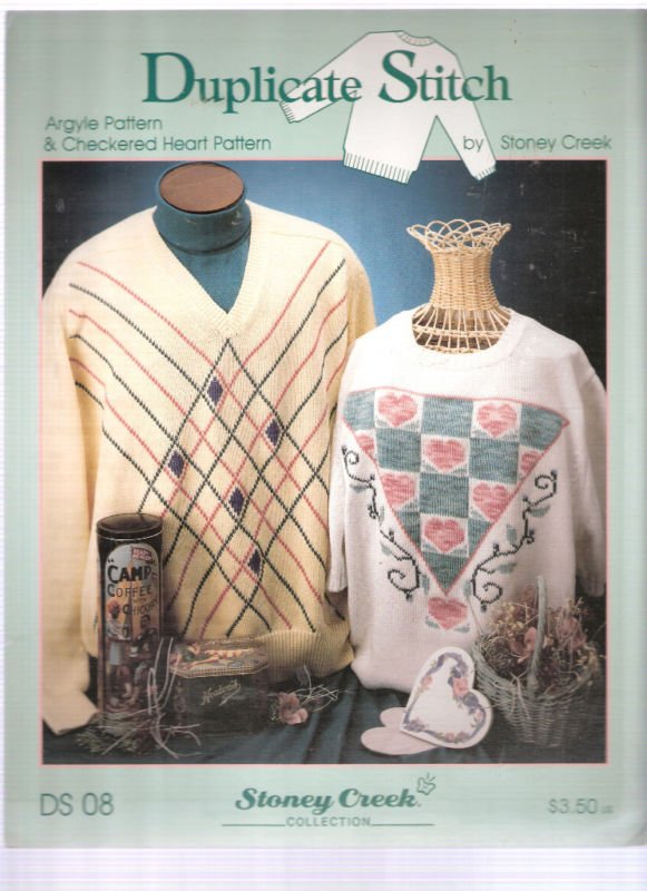 argyle & checkered heart (duplicate stitch cross stitch