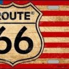 ROUTE 66 AMERICAN FLAG METAL NOVELTY LICENSE PLATE ROUTE 66 AMERICAN FLAG METAL NOVELTY LICENSE PLATE