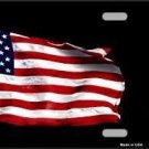 WAVING AMERICAN FLAG BLACK METAL NOVELTY LICENSE PLATE WAVING AMERICAN FLAG BLACK METAL NOVELTY LICENSE PLATE