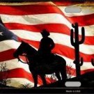 Cowboy With American Flag Background Metal Novelty License Plate Cowboy With American Flag Background Metal Novelty License Plate
