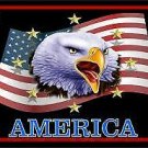 Waving Flag Bald Eagle Black Metal Novelty License Plate Tag