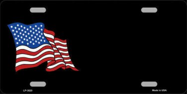 American Flag Offset Metal Novelty License Plate Tag Customize your own text