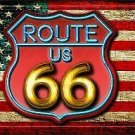 American Route 66 Neon Novelty Metal License Plate Tag