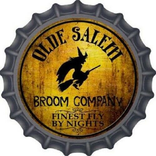 SALEM BROOM COMPANY NOVELTY METAL BOTTLE CAP 12 INCH SIGN