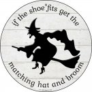 Matching Hat and Broom Witch Novelty Small Metal Circular Sign Matching Hat and Broom Witch Novelty Small Metal Circular Sign