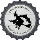 Matching Hat and Broom Witch Novelty Metal Bottle Cap 12 Inch Sign