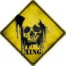 Bleeding Skull Xing Novelty Metal Crossing Sign Bleeding Skull Xing Novelty Metal Crossing Sign
