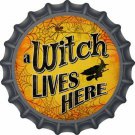 A Witch Lives Here Novelty Metal Bottle Cap 12 Inch Sign A Witch Lives Here Novelty Metal Bottle Cap 12 Inch Sign