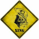 Grim Reaper Xing Novelty Mini Metal Crossing Sign Grim Reaper Xing Novelty Mini Metal Crossing Sign