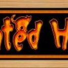 Haunted House Novelty Wood Mounted Metal Small Street Sign