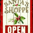 Santa's Shop Open Novelty Mini Metal Parking Sign Santa's Shop Open Novelty Mini Metal Parking Sign