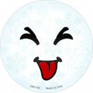 Raspberry Face Snowflake Novelty Metal Mini Circle Magnet