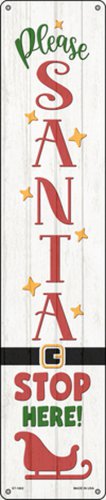 Santa Stop Here Sleigh White Novelty Metal Street Sign