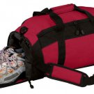 Red Polyester Gym Bag With Zippered Pockets, two side pockets for shoes & more