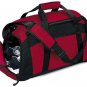 Red Polyester Gym Bag With Zippered Pockets, two side pockets for shoes & more