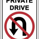 Private Drive No U Turns Novelty Mini Metal Parking Sign Private Drive No U Turns Novelty Mini Metal Parking Sign
