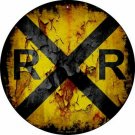 Vintage Design Railroad Crossing Novelty Small Metal Circular Sign