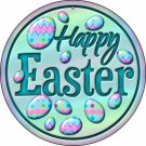Happy Easter with Eggs Novelty Small Metal Circular Sign Happy Easter with Eggs Novelty Small Metal Circular Sign