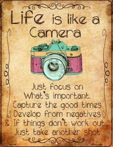 Life Is Like A Camera Novelty Mini Metal Parking Sign