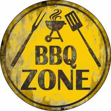 BBQ Zone Novelty Small Metal Circular Sign