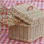 Handmade Square Rattan Basket with Red Ribbon