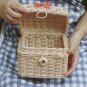 Handmade Square Rattan Basket with Red Ribbon
