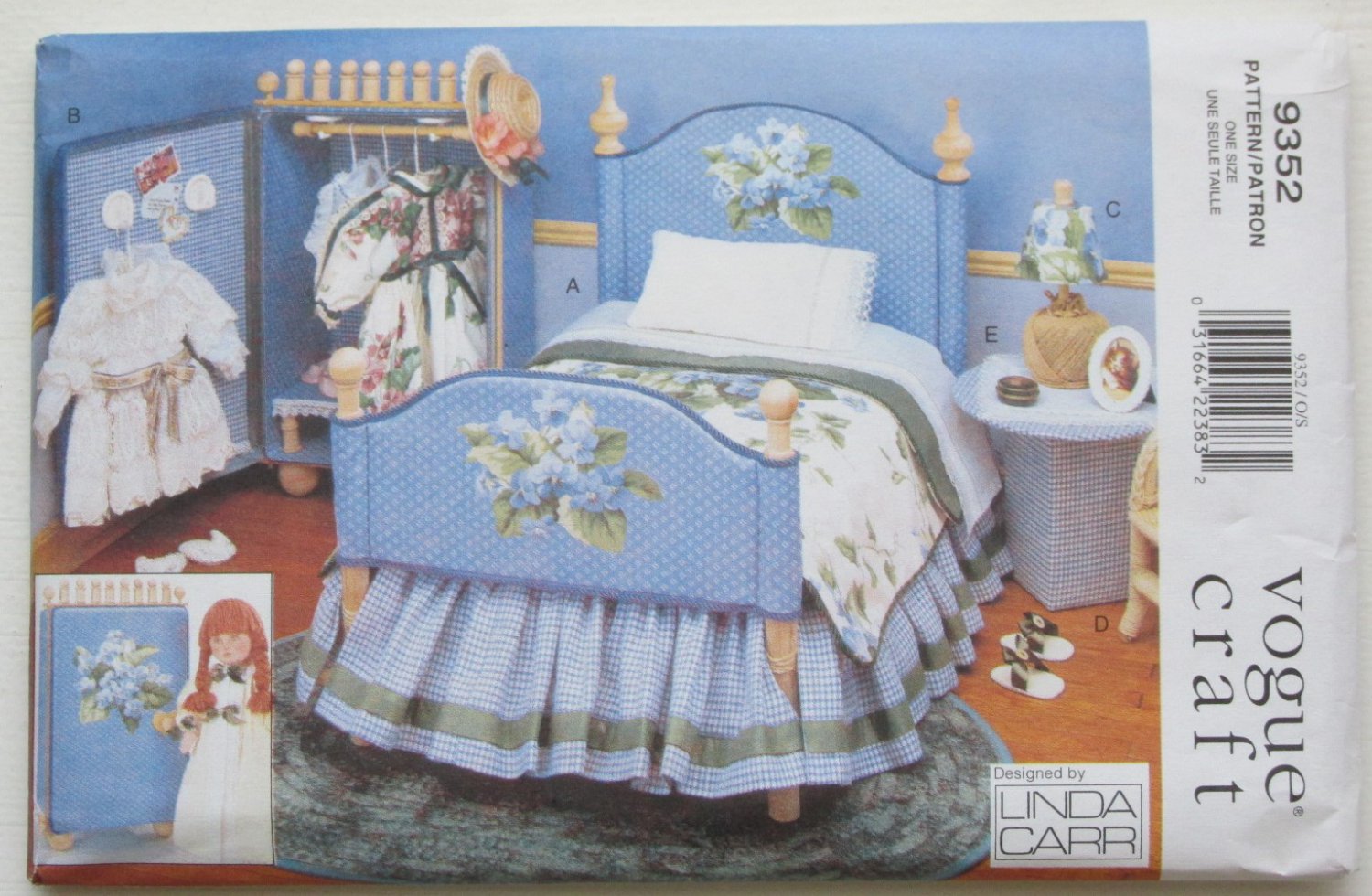 Vogue 9352 DOLL FURNITURE for 18" Doll Sewing Pattern Linda Carr UNCUT