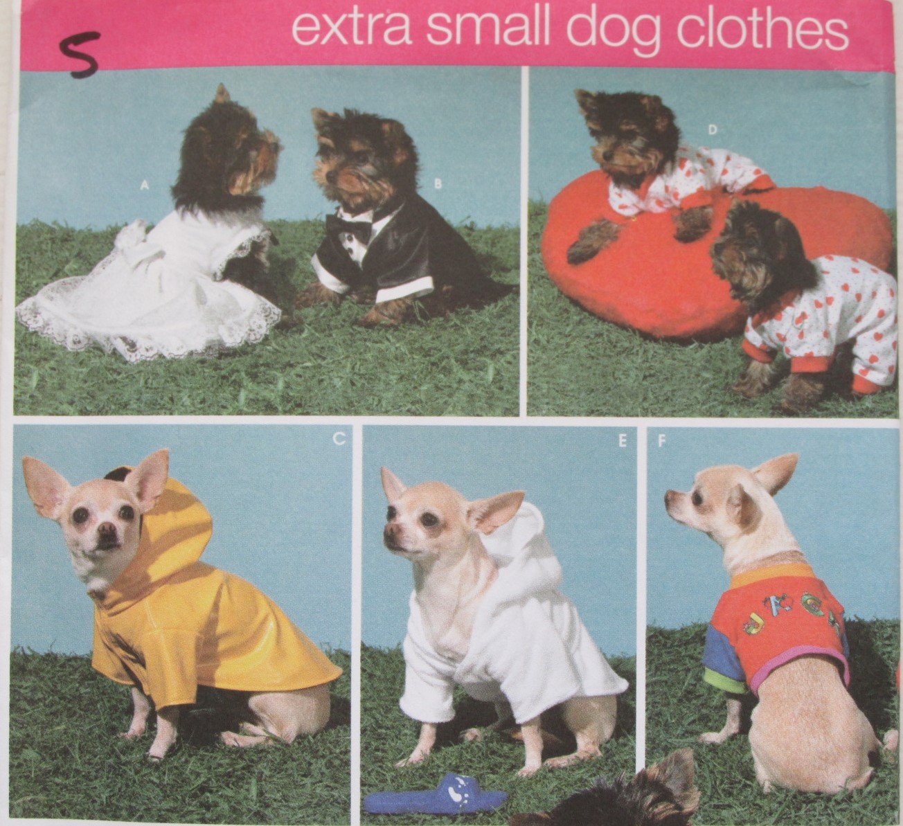 Simplicity 4325 Dog Clothes for Extra Small Dogs Uncut Sewing Pattern