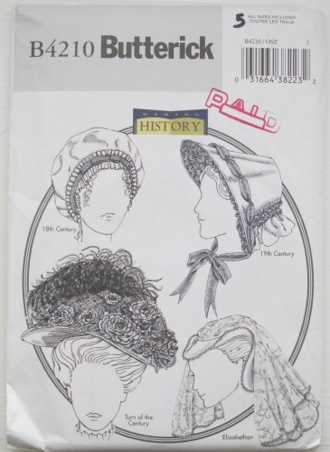 Butterick B4210 HISTORICAL HATS Making History Costume Sewing Pattern Uncut