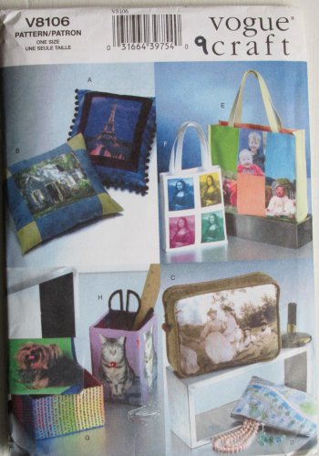 Vogue 8106 UNCUT Craft Computer Printed Fabric Accessories Sewing Pattern