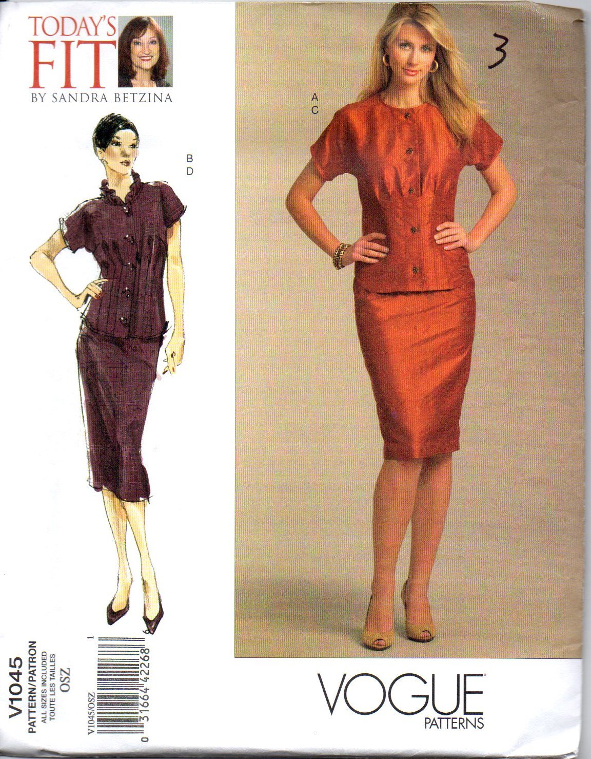 Vogue V1045 Sandra Betzina Top Skirt UNCUT Sewing Pattern All Sizes Today