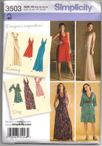 Simplicity 3503 Halter Dresses Day or Evening UNCUT Sewing Pattern Size 6-14