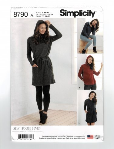 Simplicity 8790 Misses Knit Dresses and Tunic Tops Sewing Pattern Size XSm-XLg