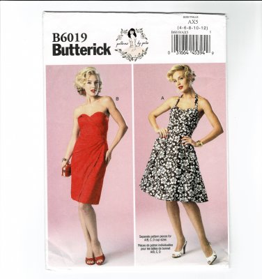 Butterick 6019 Retro Boned Bodice Summer Dress UNCUT Sewing Pattern Size 4 - 12 B6019