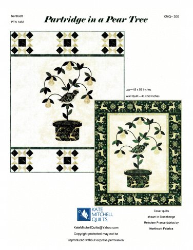 Partridge in a Pear Tree Kate Mitchell Applique Lap or Wall Quilt Pattern