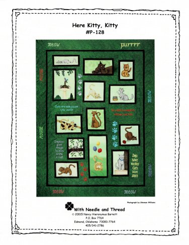 Here Kitty KItty Cat Theme Applique Quilt Pattern 75x95