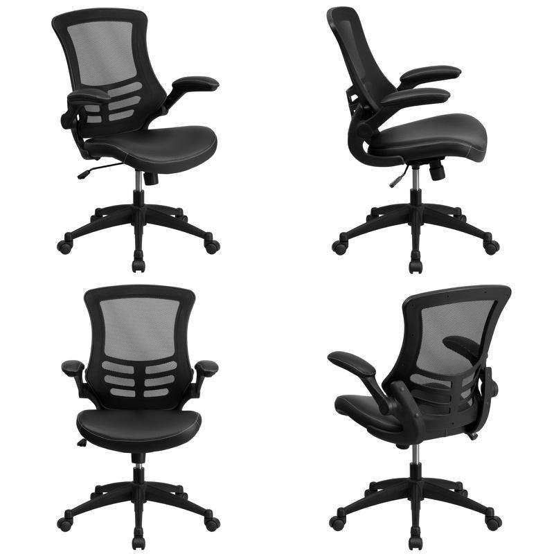 Flash Furniture MidBack Black Mesh Swivel Task Chair with Leather Seat and Flip