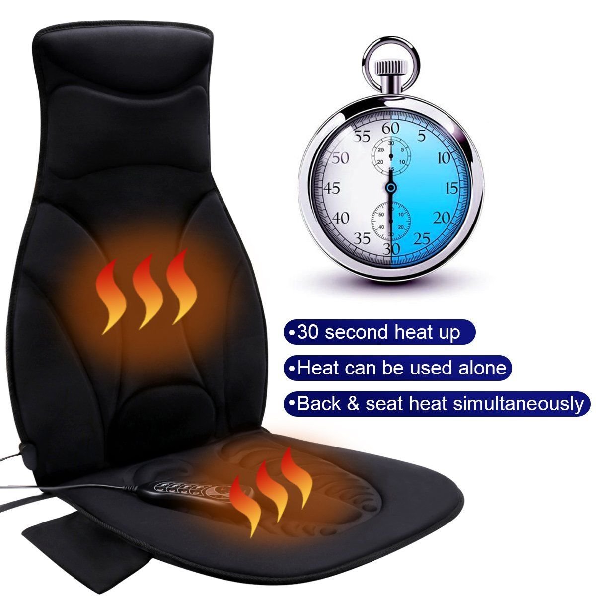 10Motor Vibrating Car Seat Back Massager Chair Pad with Heat for Home