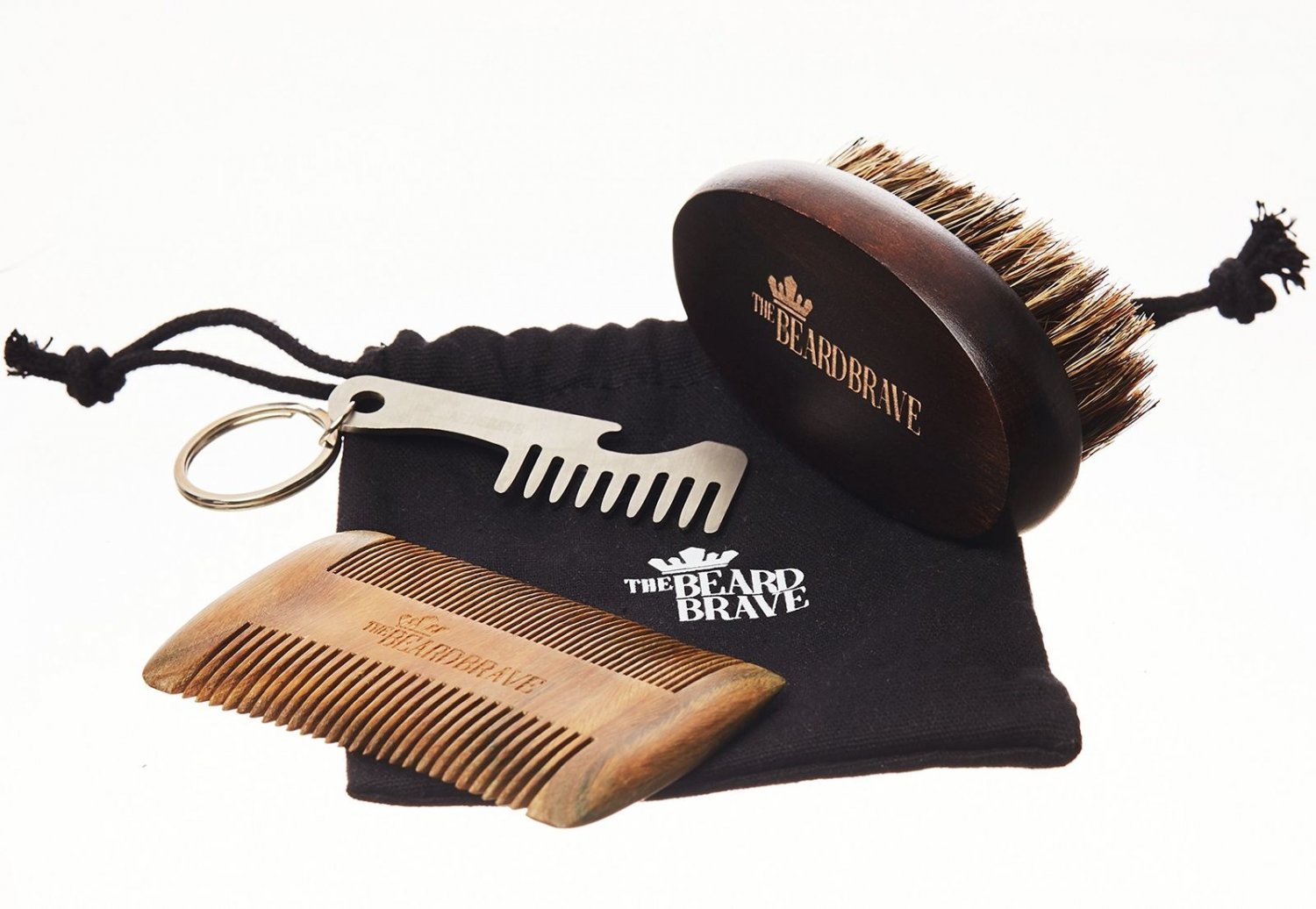 Beard Brush and Beard Comb Set Beard Grooming Kit Sandalwood Beard