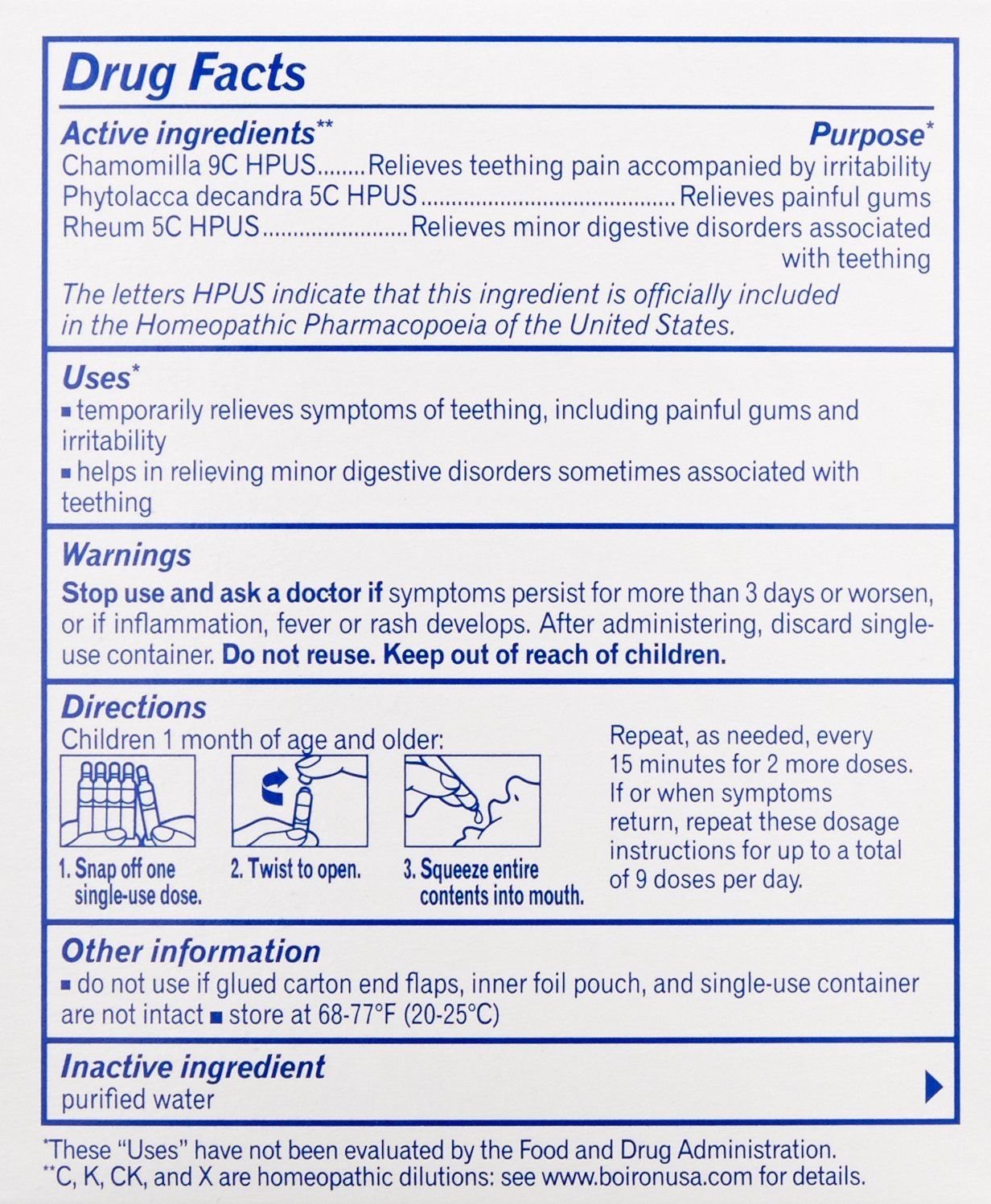 Boiron Camilia Baby Teething Relief 30 Doses Teething Drops for Painful