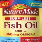 Nature Made Burpless Fish Oil 1200 mg Omega-3 360 mg Softgels Value Size 200 Ct