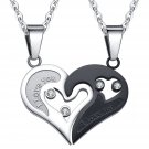 Woman's Day Gift Stainless Steel Couple Puzzle Pendant Necklace Love Heart