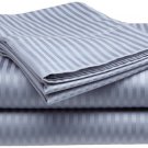Deluxe 100% Cotton Sateen Stripe Bed Sheet Set Queen Size, Silver 4 Pieces SALE!