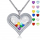Family Tree of Life Floating Memory Love Heart Birthstones Locket Necklace GIFT