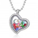 Heart Birthstone Floating Charm Memory Locket Pendant Necklace Mother's Day Gift